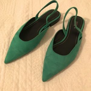 Zara green slingback flats size 8/38